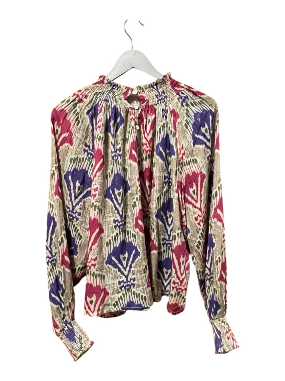 Oliphant Metallic Ikat Blouse & Maxi Skirt Set Pink Purple Gold Size Medium - Picture 6 of 14